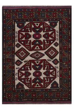 Patterned Afghan rugs on a white background Foto stock