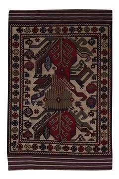 Patterned Afghan rugs on a white background Stock Photos