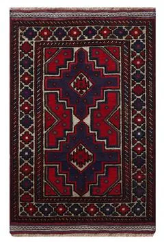 Patterned Afghan rugs on a white background Stock Photos