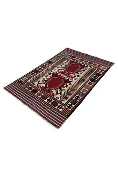 Patterned Afghan rugs on a white background Stock Photos