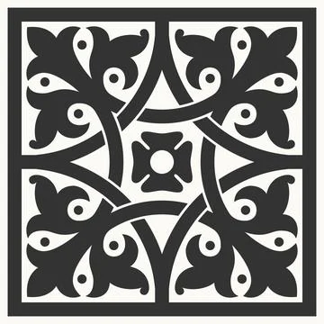 Patterned azulejo floor tiles. Abstract geometric background. Vector illustra Stock Illustration