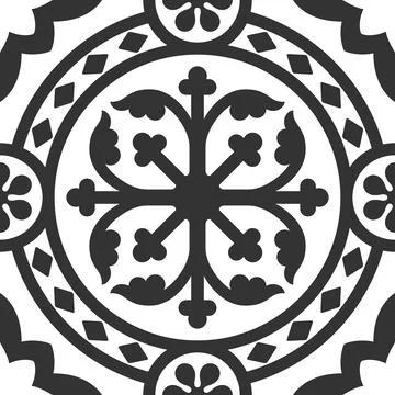 Patterned azulejo floor tiles. Abstract geometric background. Vector illustra Stock Illustration