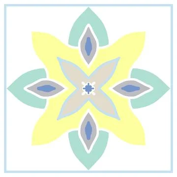 Patterned azulejo floor tiles. Abstract geometric background. Vector Stock Illustration