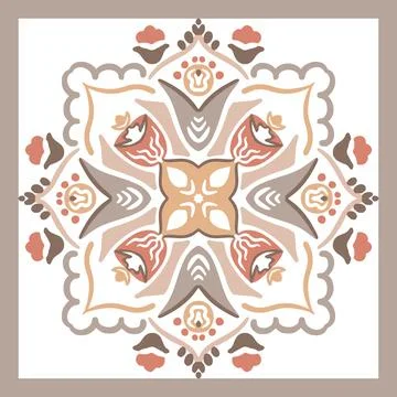 Patterned azulejo floor tiles. Abstract geometric background. Vector 库存插图