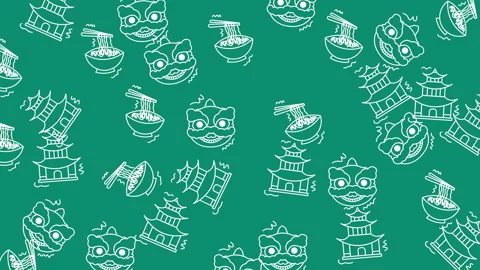 Patterned Background Featuring Cartoon Cat Faces for Creative Design. Stock Footage 325015335
