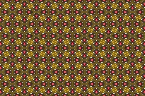 A patterned background with a lot of yellow, pink and red designs Stock Illustration