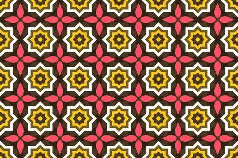A patterned background with a pink and yellow design Stock Illustration