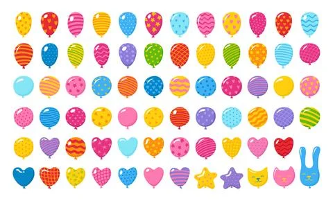Patterned Balloons set illustration cartoon balloon different shape patterns Stock Illustration