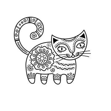 Patterned black and white cat. Stock Illustration