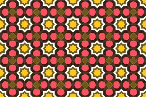A patterned of brown background with a pink and yellow design Stock Illustration