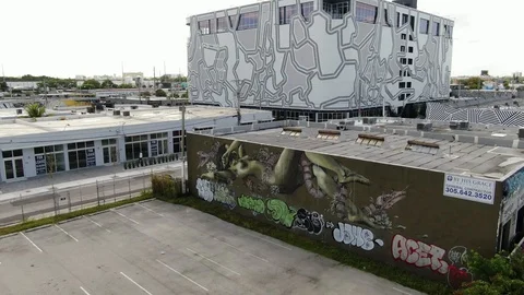Patterned Building and Hand Mural in Wynwood, Miami Vídeos de archivo 100092810