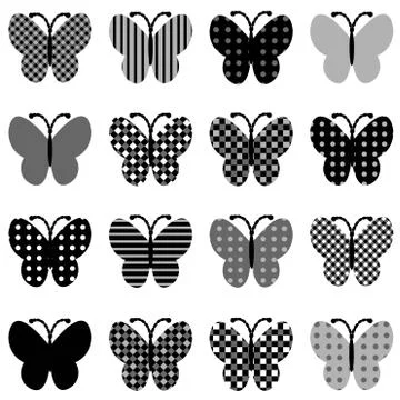 Patterned butterflies set Stock Illustration