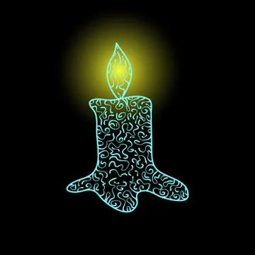 Patterned candle illuminated the dim light Stock Illustration