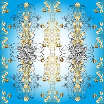 Patterned carpet with a border frame. Illustration on neutral, blue and white co Иллюстрация