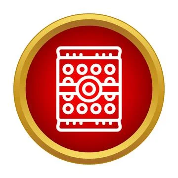Patterned carpet icon a gold framed button Stock Illustration