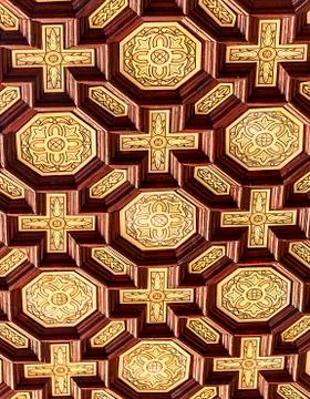 Patterned ceiling of the arcades at Spain Square Stock Photos