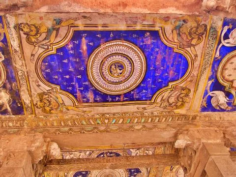 Patterned ceiling, Darasuram temple, Tamil Nadu, southern India Stock Photos