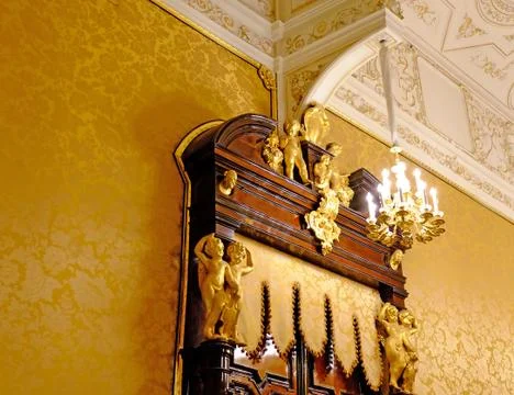 Patterned ceiling with monograms and angels Stock Photos