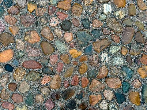 Patterned Cobblestone Surface as a Natural Background Foto stock