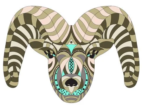 Patterned, colorful capricorn on a white background. イラスト素材