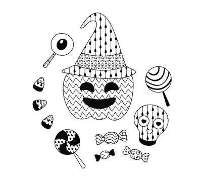 Patterned coloring on the theme of Halloween. Zenart Stock Illustration