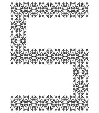Patterned decorative letter isolated on white background.Inwrought font. Stock Illustration