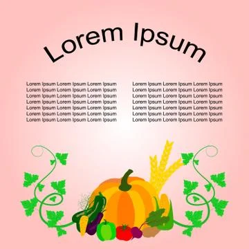 Patterned design of the bottom of the card, vegetables and leaves Stock Illustration