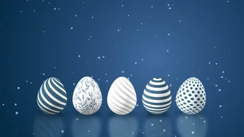 Patterned Easter eggs on a blue background with empty space for text. Stock Footage 233382166