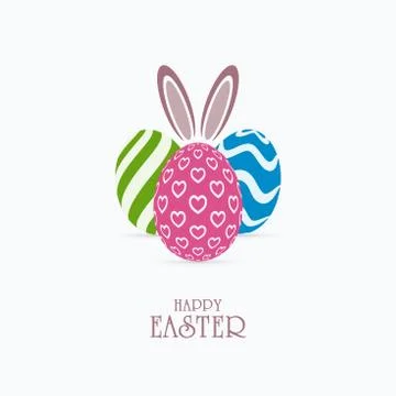 Patterned Easter eggs with bunny ears Stock Illustration