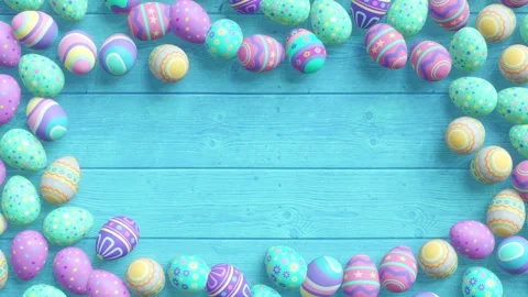 Patterned Easter eggs form a colourful frame Stock Footage 264141148