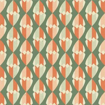 A patterned fabric with a green and orange design Stock Illustration