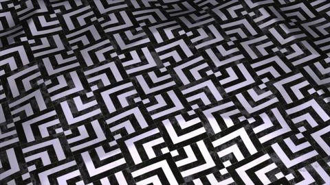 Patterned floor moves in waves. Motion. Tiled floor with geometric pattern moves Stock Illustration