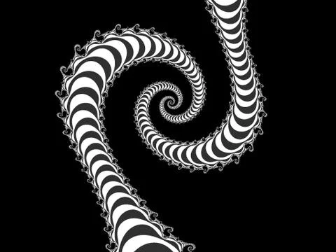 Patterned fractal spiral on a black background  Stock Illustration