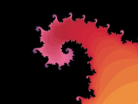 Patterned fractal spiral on a black background. Stock Illustration