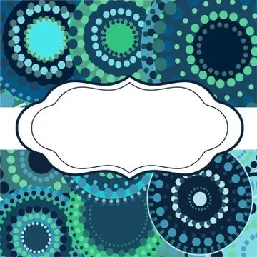 Patterned frame background invitation circular ornament blue Stock Illustration