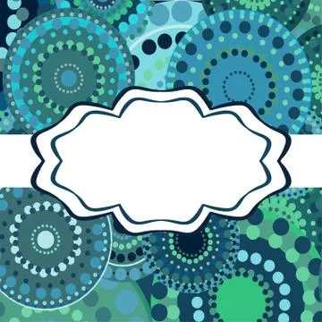 Patterned frame background invitation circular ornament blue Stockillustratie