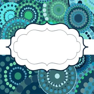 Patterned frame background invitation circular ornament blue Stockillustratie