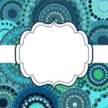 Patterned frame background invitation circular ornament blue Stockillustratie