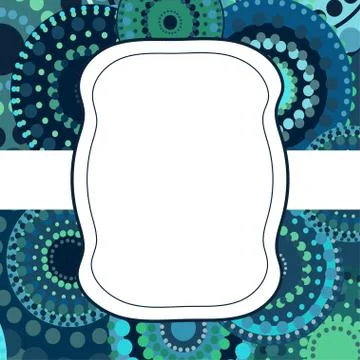 Patterned frame background invitation circular ornament blue Stock Illustration