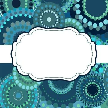 Patterned frame background invitation circular ornament blue Stock Illustration