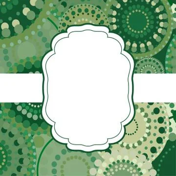 Patterned frame background invitation circular ornament green Stock Illustration