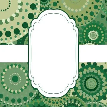 Patterned frame background invitation circular ornament green Stock Illustration