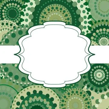 Patterned frame background invitation circular ornament green Stock Illustration