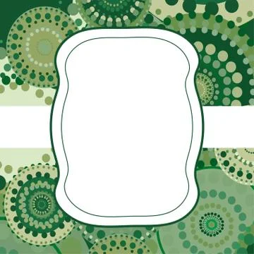 Patterned frame background invitation circular ornament green Stock Illustration