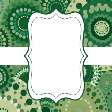 Patterned frame background invitation circular ornament green Stock Illustration
