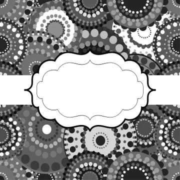 Patterned frame background invitation circular ornament grey bla Stockillustratie