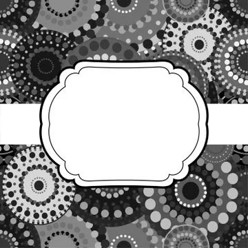 Patterned frame background invitation circular ornament grey bla Illustrazione stock