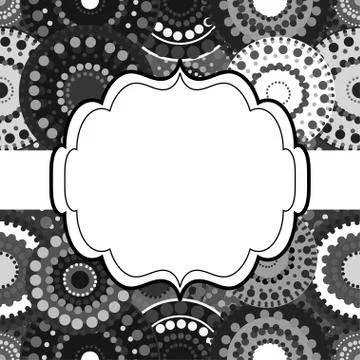Patterned frame background invitation circular ornament grey bla Stockillustratie