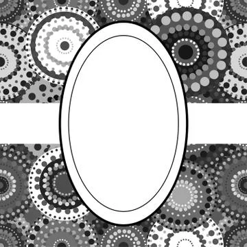Patterned frame background invitation circular ornament grey bla Stockillustratie