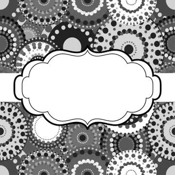 Patterned frame background invitation circular ornament grey bla Stock Illustration